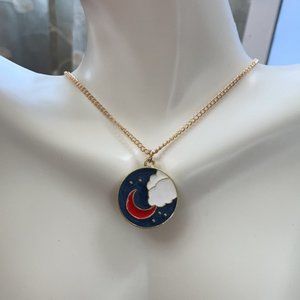 Moon 🌙 sky clouds ☁️ celestial necklace